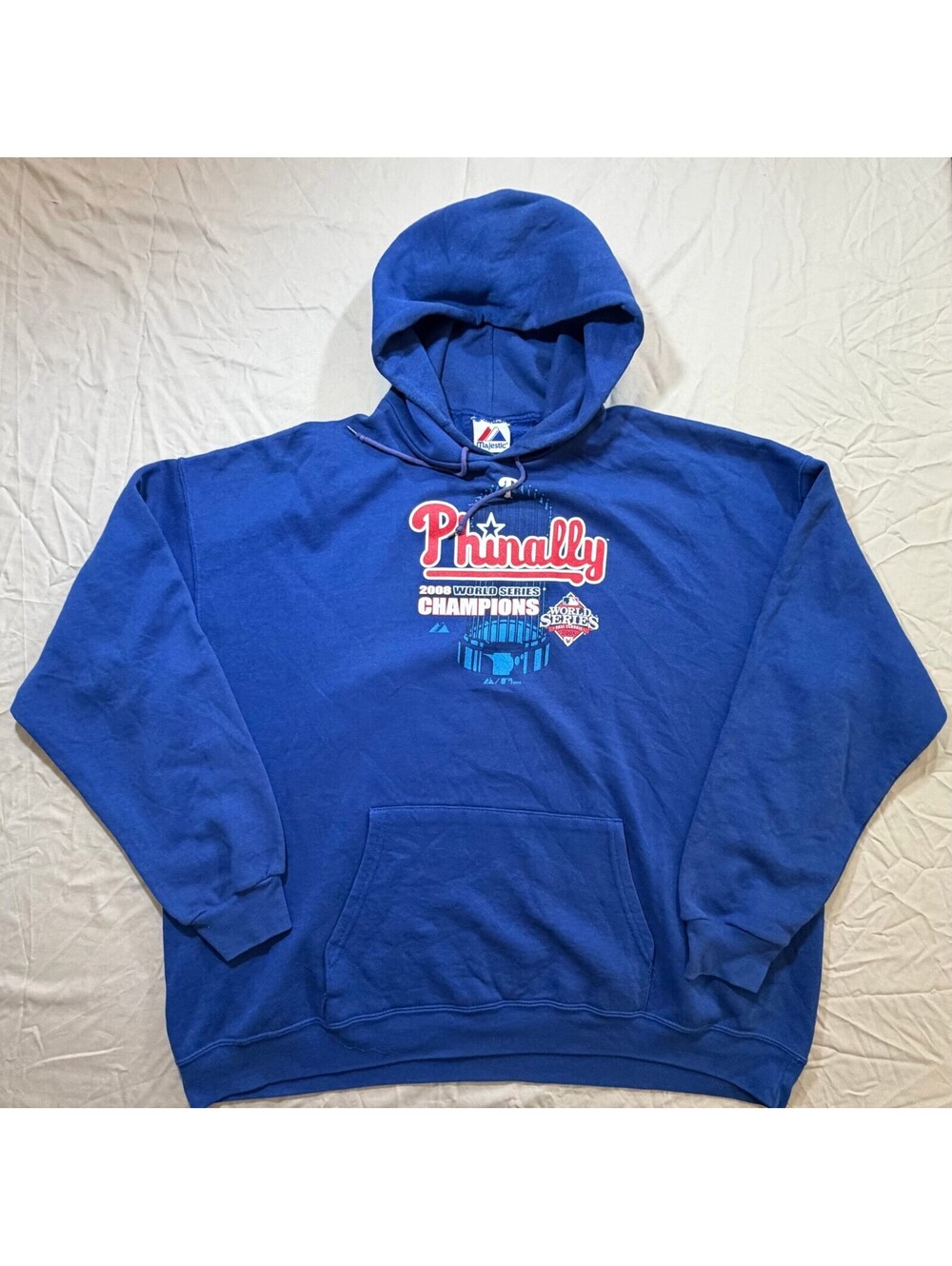 Majestic Phillies Phinally 2008 World Series Champions Hoodie Blue XXL Fit